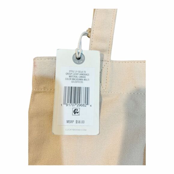Lucky Brand Hamsa Tote Shopper Bag & Sherpa Makeup Case Set Color Macadamia NWT - Picture 3 of 4